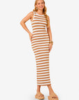 vestido listrado caramelo